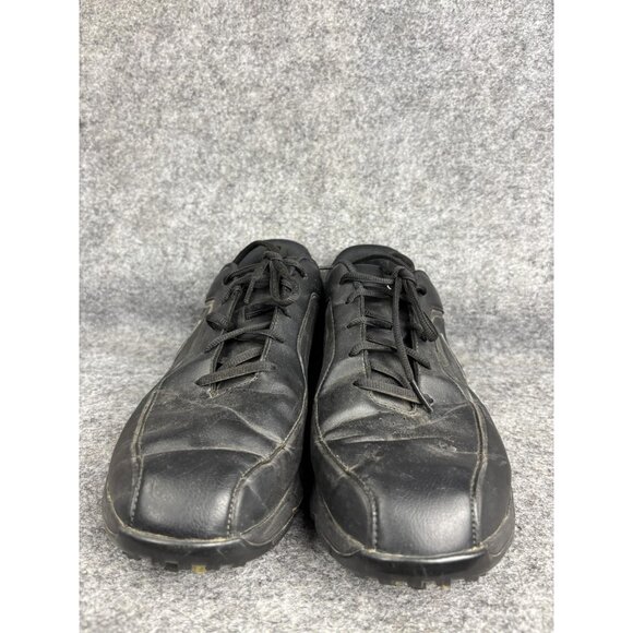 Nike Golf Shoes Mens 11 Black Leather Spiked Cleats Swoosh Logo Lace-Up - Picture 2 of 8